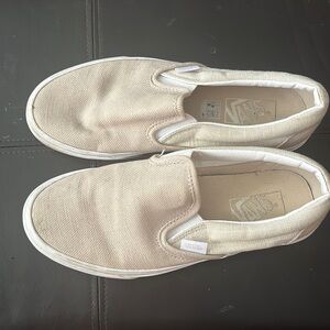 Vans tan slip on sneakers